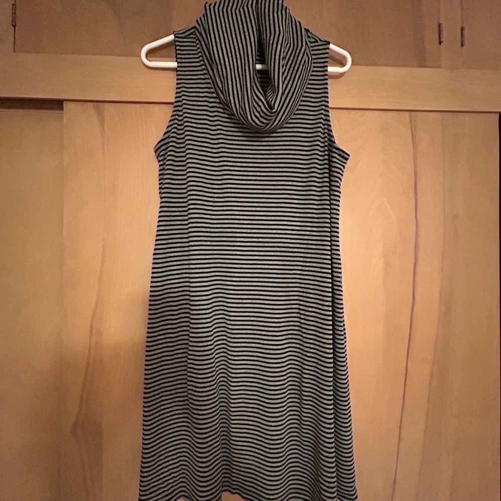 Striped Sleeveless Cowl Neck Dress